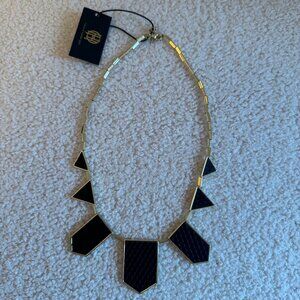 House Of Harlow - Station Black 14k Gold Plated Leather Necklace